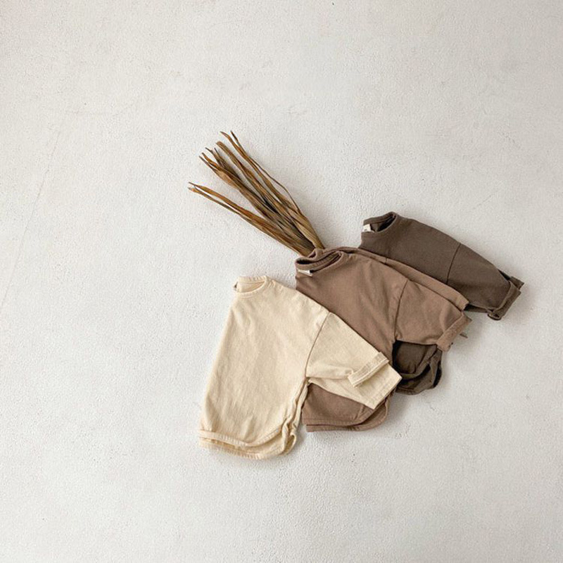 Áo Thun Tay Dài Dáng Rộng Thiết Kế Đơn Giản Hợp Thời Trang Dành Cho Bé Gái Và Bé Trai