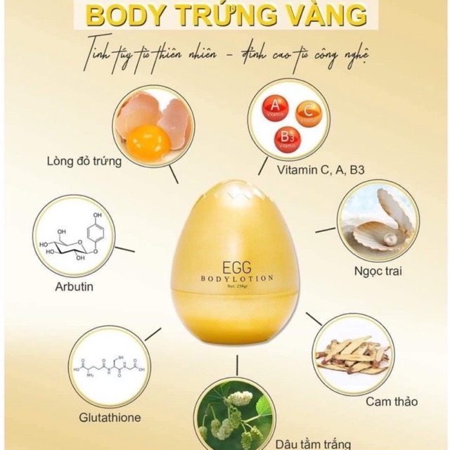 [Tặng tắm trắng]Kem Body Trứng Vàng Egg Body Lotion QUEENIE SKIN