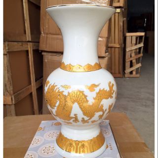 Bình hoa rồng trắng cao 17cm