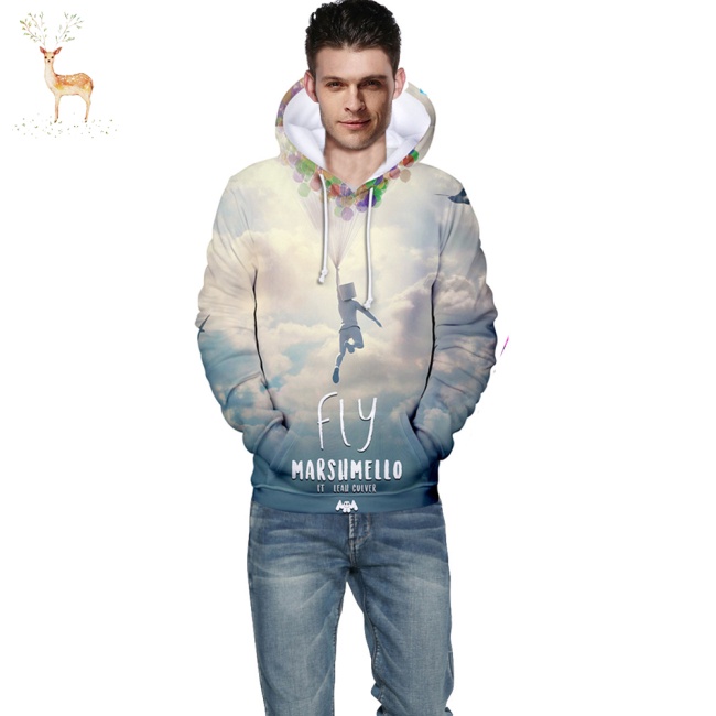 Áo Hoodie Tay Dài In Họa Tiết Marshmello 3d Thời Trang Unisex