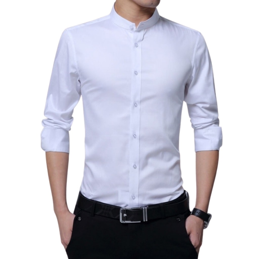 Áo Sơ Mi Nam Trơn Tay Dài Cổ Trụ Mẫu VK09 Thời Trang Cao Cấp PONIVA Co Dãn Trẻ Trung Năng Động