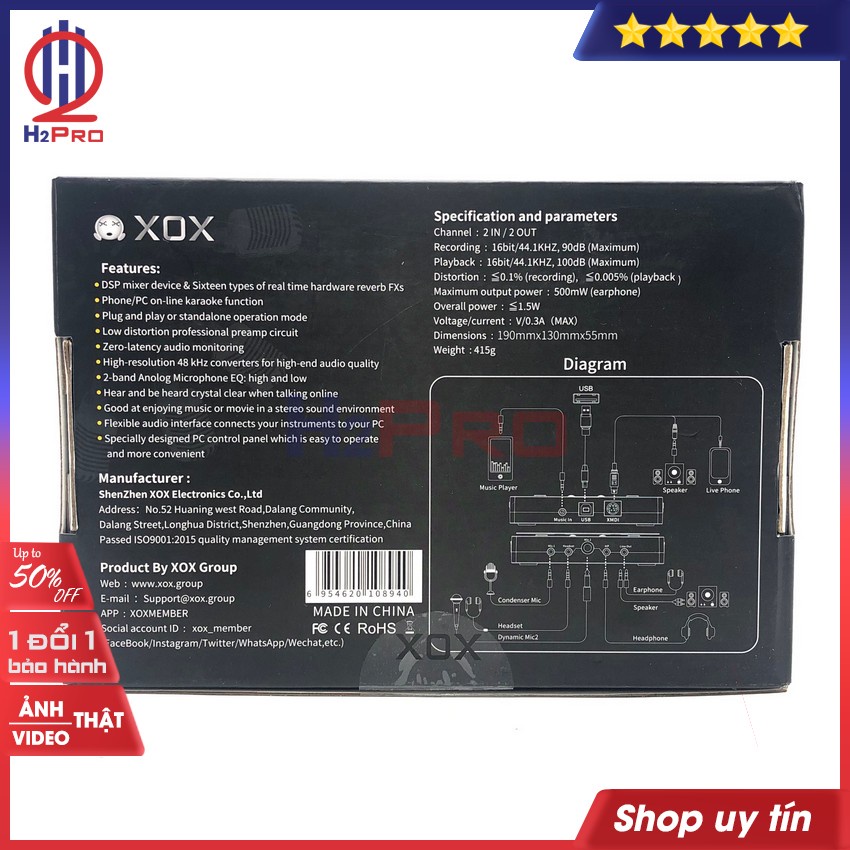 Soundcard livestream XOX K10 10th H2Pro cao cấp thu âm chuyên nghiệp-phiên bản Tiếng Anh, Soundcard thu âm XOX K10