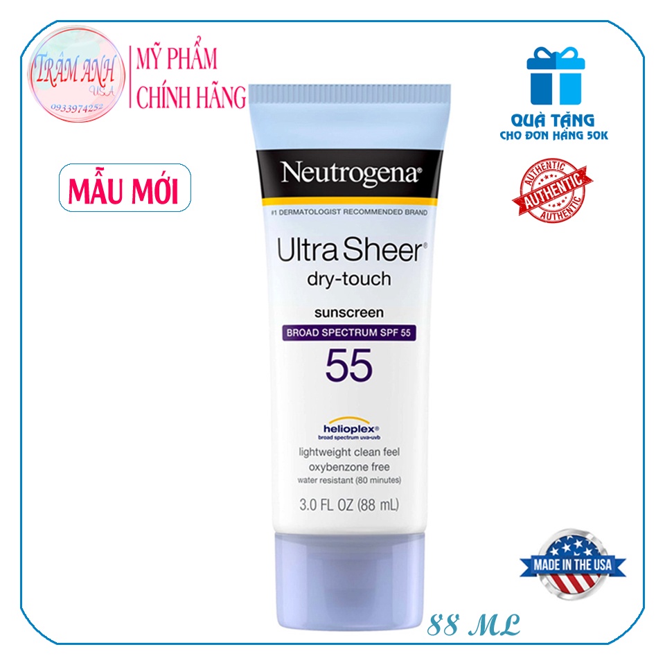 Kem Chống Nắng Kiềm Dầu NEUTROGENA ULTRA SHEER DRY TOUCH SPF 55+,70+,100+ (88ml)