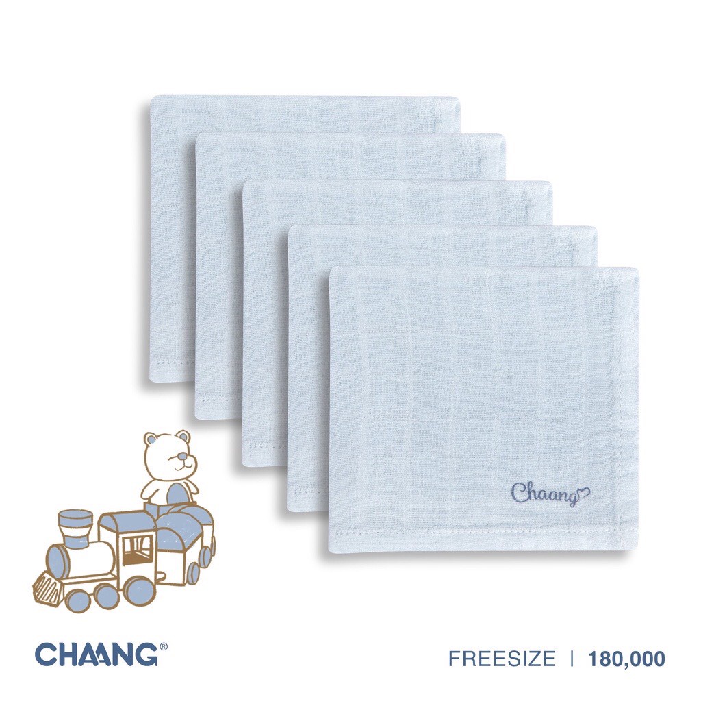 Chaang Set 5 chiếc khăn sữa xô cho bé kích thước 25x25 Chaang SS2022D06
