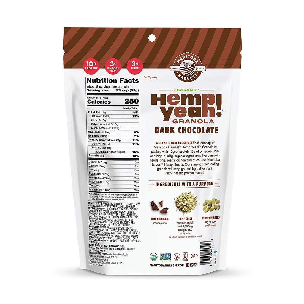 [USA - Protein Granola] Ngũ cốc năng lượng Organic healthy MANITOBA HARVEST