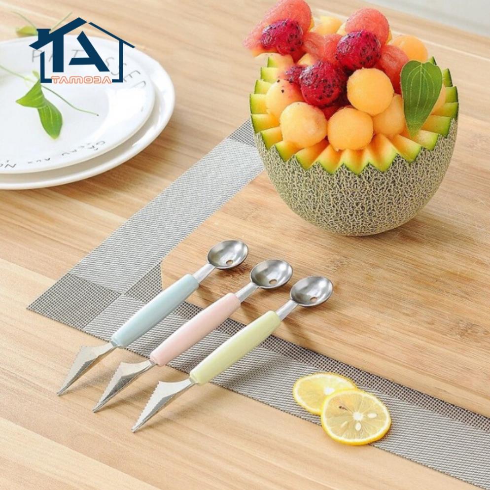 Dao tỉa 2 đầu inox nạo tạo hình trái cây củ quả thẩm m