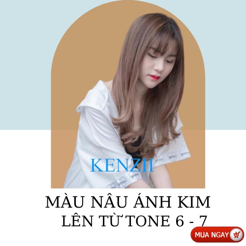 Thuốc nhuộm tóc màu NÂU ÁNH KIM lên từ tone 6 - 7 ( tặng trợ nhuộm ) KENZII - Thuốc nhuộm tóc nâu