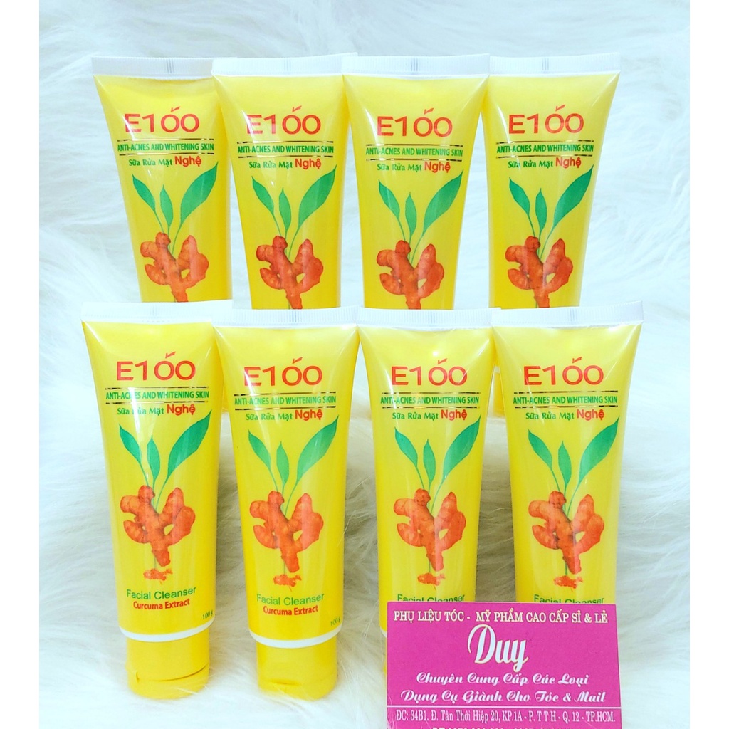 Sữa Rửa Mặt E100 100g - 80g - Nghệ - Bò - Nha Đam Cho Làn Da Sạch Và Sáng Mịn - Hàng Công Ty Loại 1