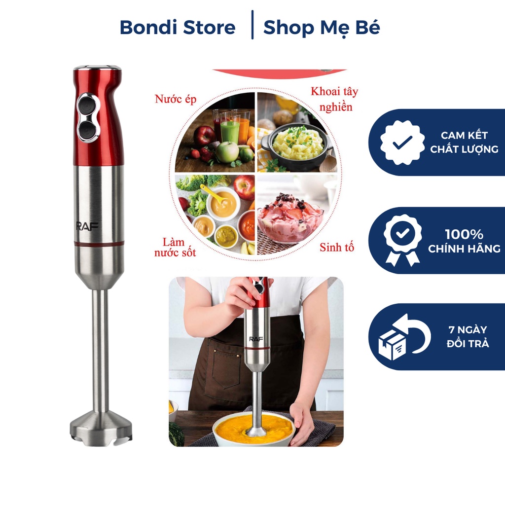 Máy Xay Cầm Tay Đa Năng RAF 1000W - Ăn Dặm Cho Bé - Sinh Tố Mini Xay Thịt Cá Hoa Quả Nhà Bếp