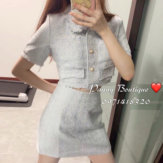 [Order có ảnh thật] Set tweed xanh pastel áo croptop kèm chân váy 🐳,  style ulzzang Hàn Quốc 🌻 Panny Boutique 🌻 | BigBuy360 - bigbuy360.vn