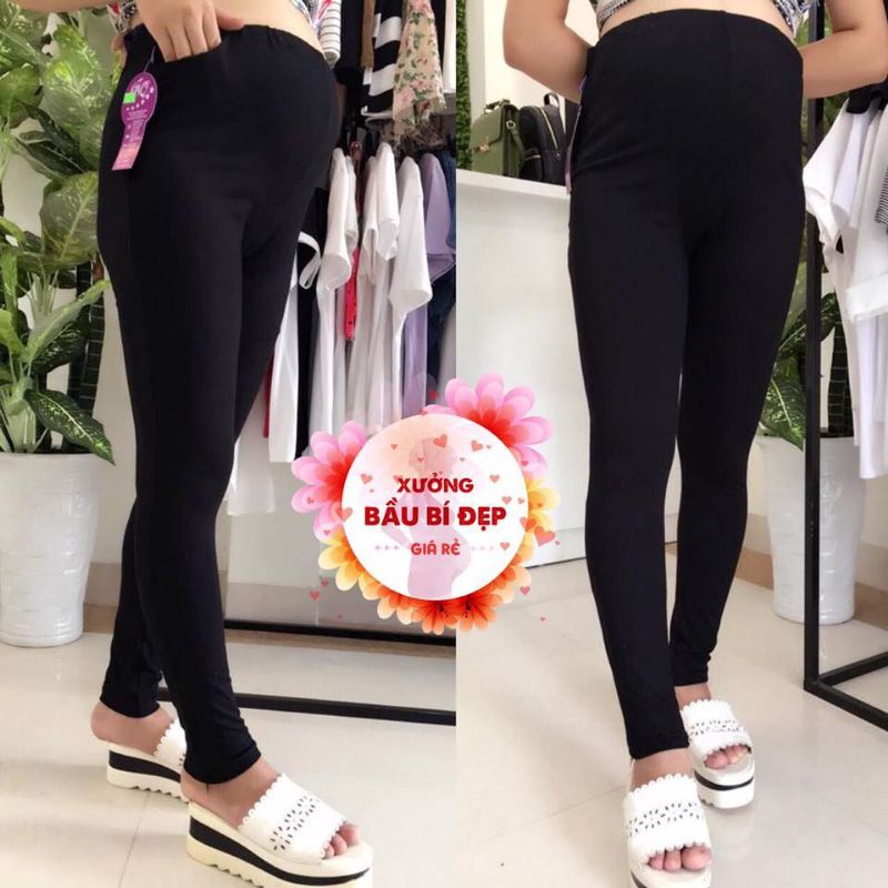 Quần bầu, quần legging bầu coton mịn đẹp Dài trơn