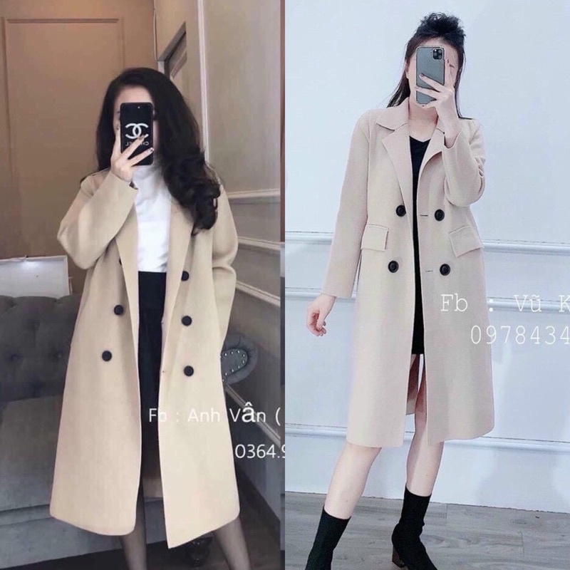Áo khoác dạ nữ 6 cúc dáng dài, dạ ép măng tô hàng quảng châu bao chất lượng /thoitrangsvtn