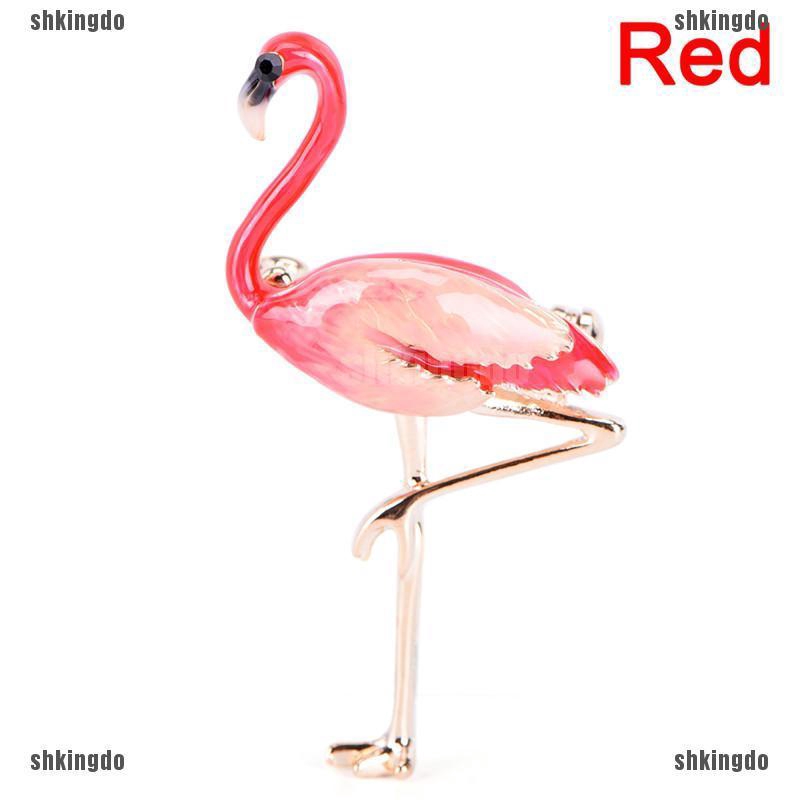 Trâm cài áo hình chim hồng hạc tráng men sang trọng