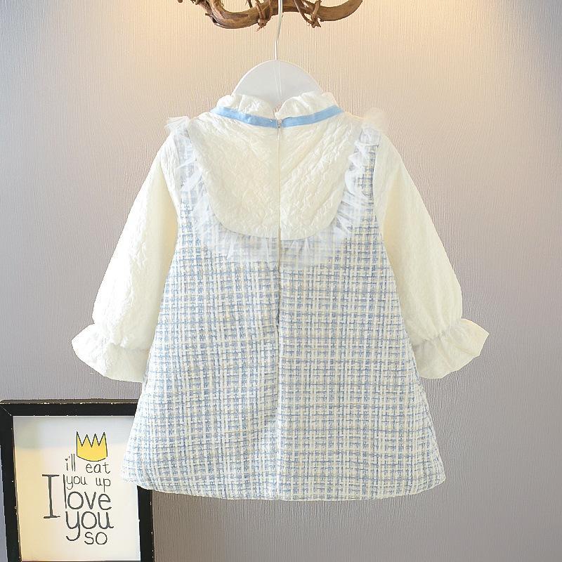 Váy Công Chúa Giả Hai Mảnh Đính Nơ Ngọc Trai Phong Cách Mùa Xuân Mới