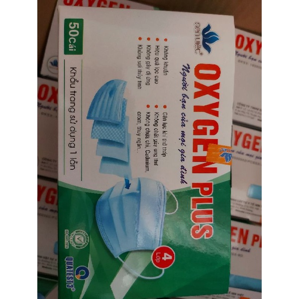 HỘP 50 CÁI Khẩu trang y tế Sen Việt 4 lớp Oxygen Plus
