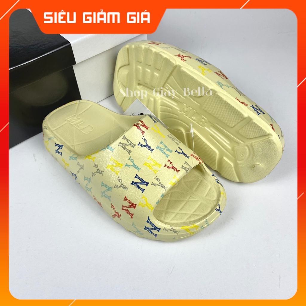 Dép Nam Nữ Quai Ngang MLB Unisex Đế Bánh Mì Đúc Nguyên Khôi Siêu Hot Trend - Màu Kem NY Màu