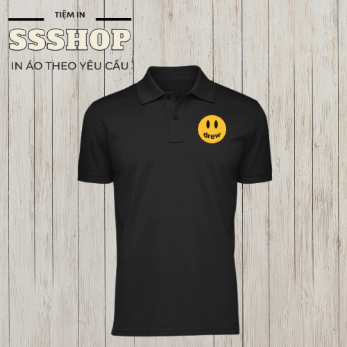 Áo polo nam hình logo Drew house, áo thun có cổ chất vải cotton co dãn 4 chiều, thoáng mát sang trọng, không xù lông