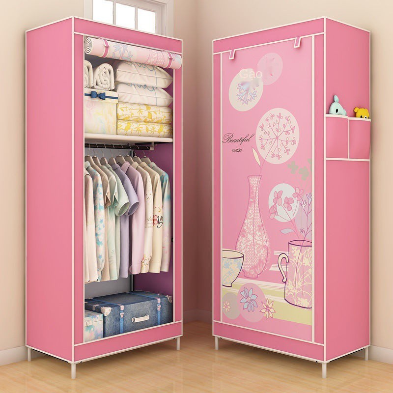[With Zipper] Yun Yaxiang Tủ quần áo đơn giản Phòng ngủ tập thể đơn giản Tủ vải nhỏ Tủ đựng quần áo bằng vải gia cố Sắt