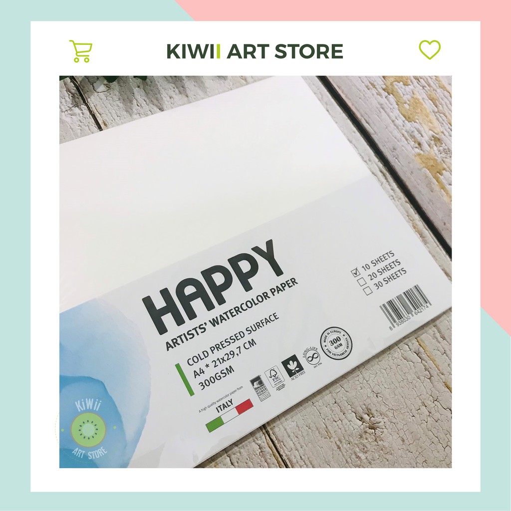 Giấy vẽ màu nước HAPPY A4/A5 300gsm