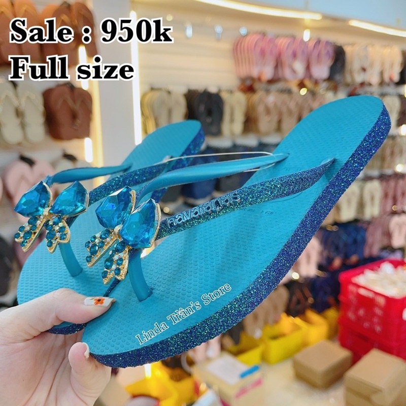 dép HVN ktv xanh biển nơ xanh