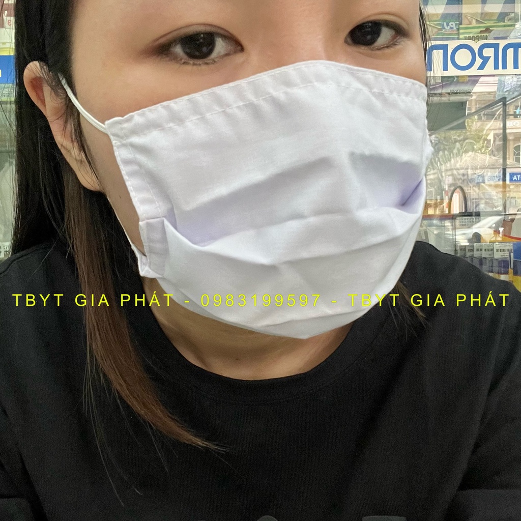 KHẨU TRANG VẢI TRẮNG DÂY THUN BÁC SĨ Y TÁ DÙNG TRONG PHÒNG MỔ
