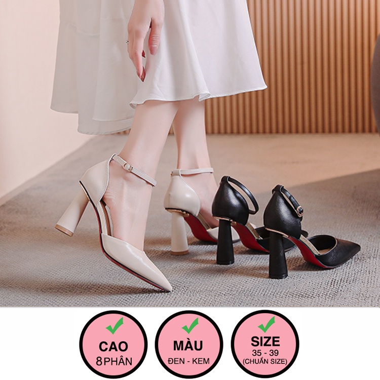 Giày cao gót mũi nhọn ZINA 8 phân, gót trụ, bít gót chuẩn hàng VNXK ZN0022