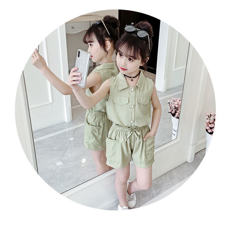 Girls' suit summer clothes 2020 new super western style children's fashion summer net red children's clothes girl shorts two-piece suit