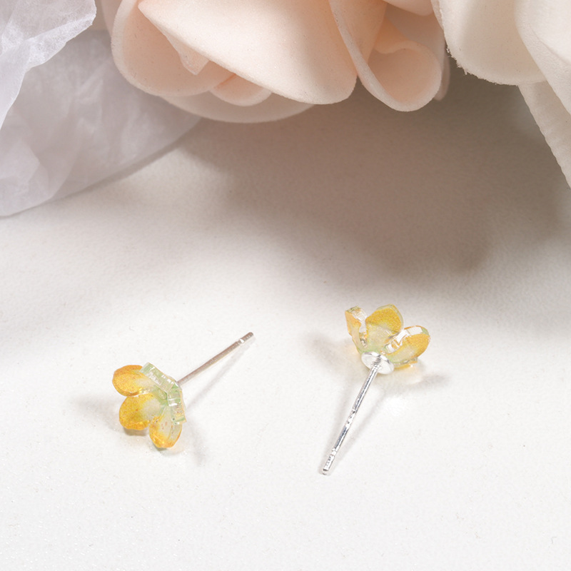 Bông tai nhựa S925 nhiều màu sắc dễ thương cho nữ