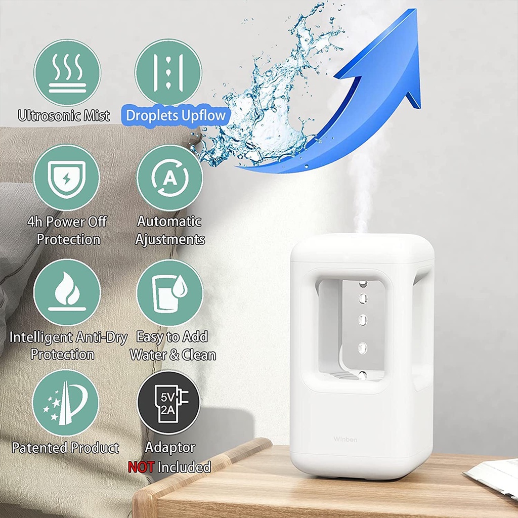 Xiaomi Youpin Máy xịt phun sương tạo ẩm không khí   Winben 500ml có đèn ngủ tiện lợi