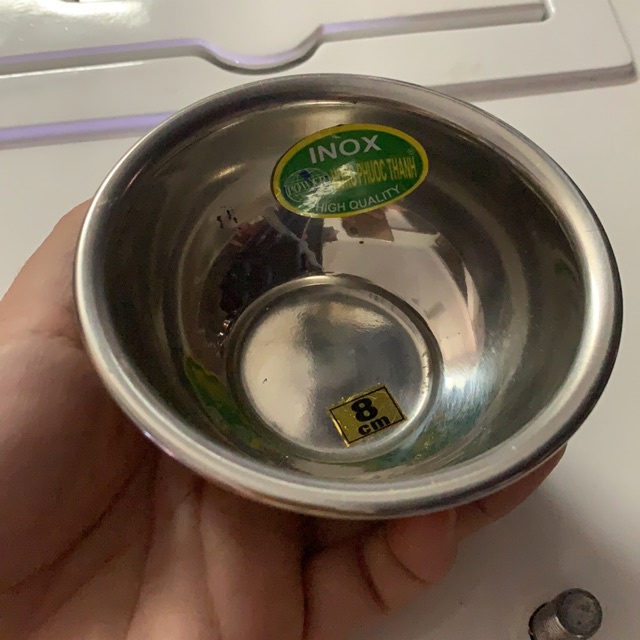 Bát inox bé size 8cm dùng đắp mặt nạ, đựng dụng cụ