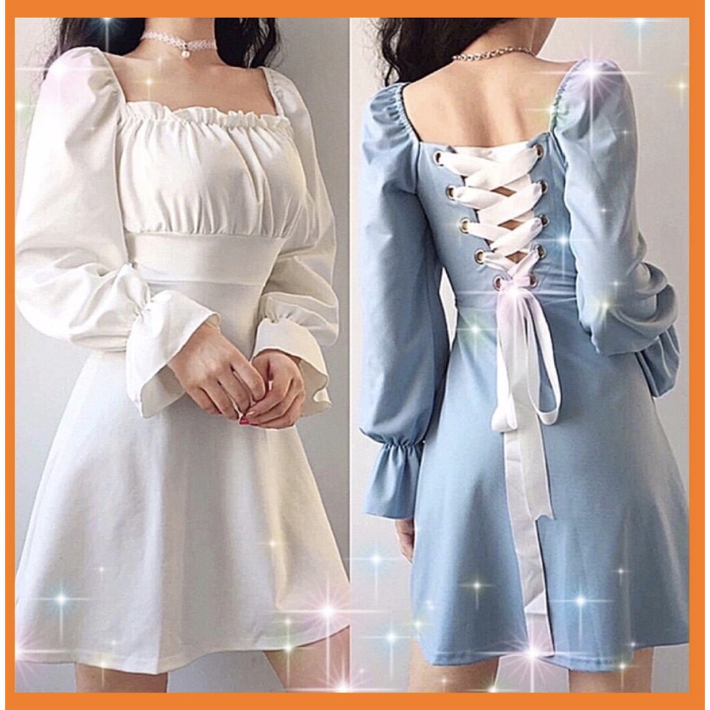 [Mã WAMT1505 giảm 10K đơn 0K] [Sẵn Hàng]♥️Đầm,Váy Đan Nơ Lưng Xoè Ulzzang(ảnh thật)4 màu Size S,M,L