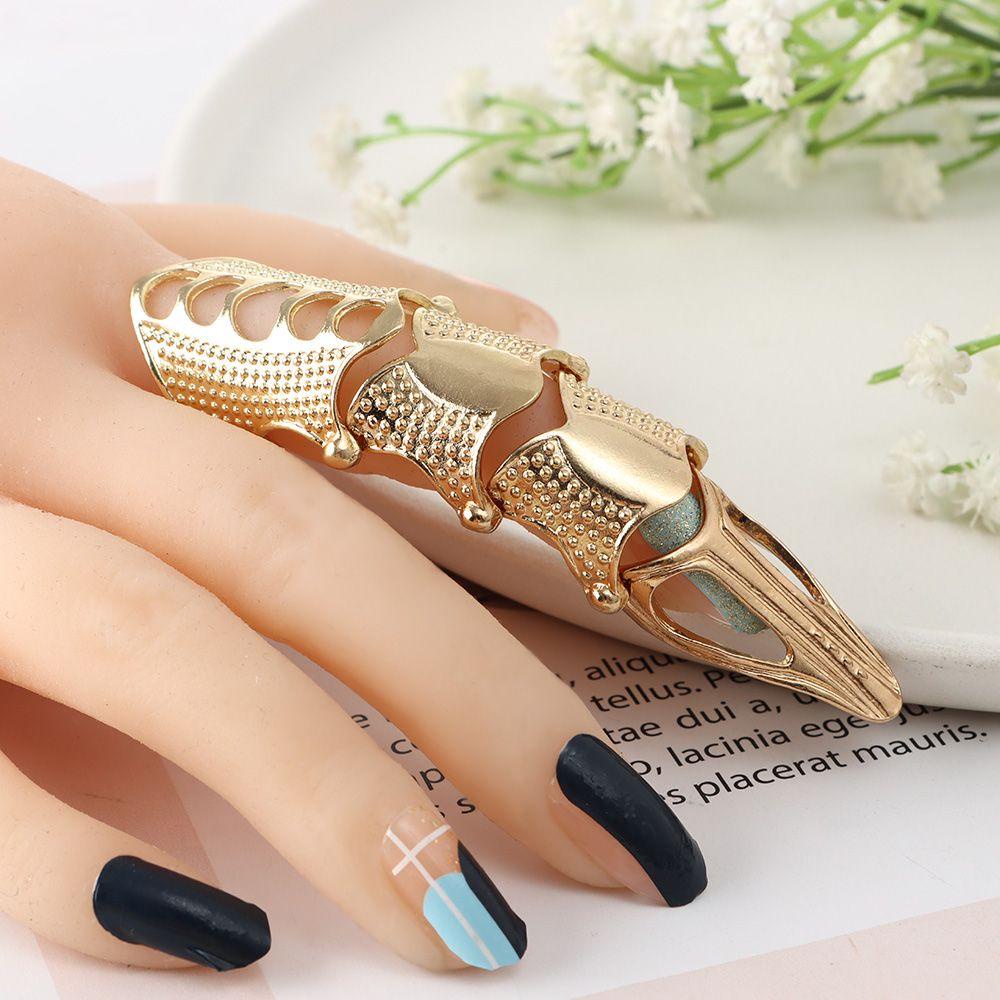 CACTU Fashion Finger Claw Ring Metal Rock Scroll Punk Rings New Knuckle Full Finger Halloween Joint Armor/Multicolor