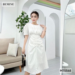 Đầm tay phồng nhún eo xếp ly ngực bemine mt5568trang