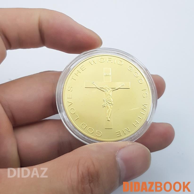 Đồng xu Chúa Jesus kỉ niệm, trưng bày, để ví, tặng người thân