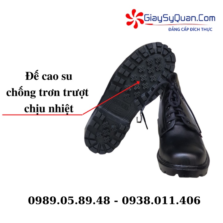 Giày cao cổ mũi thép chất liệu da bò - Giày bảo hộ đế cao su chắc chắn dùng bảo hộ lao động màu đen Mã MT-09A