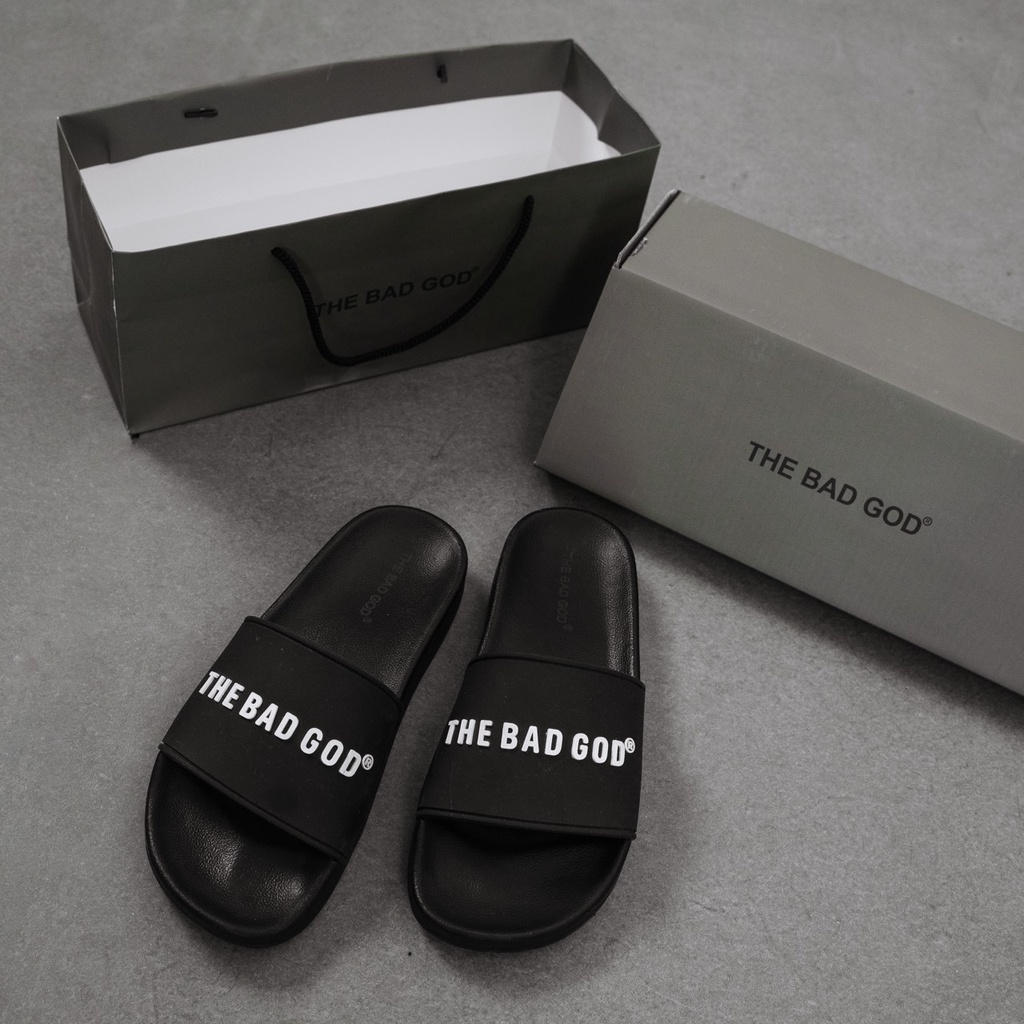 Dép quai ngang slipper The Bad God Basic fullbox chữ trắng