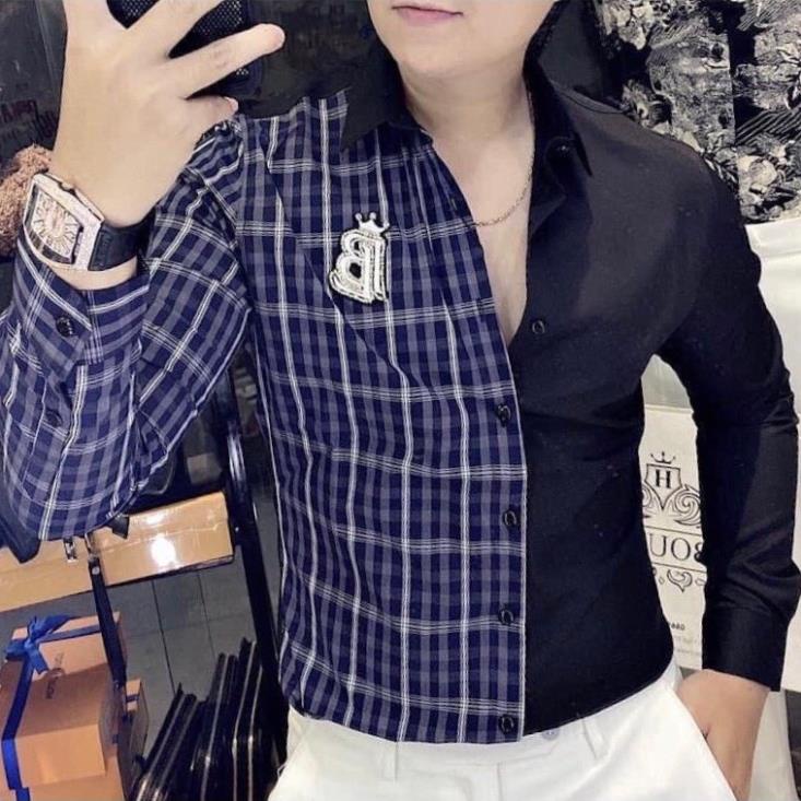 Áo sơ mi Nam Nữ ⚡FREE SHIP⚡ Áo sơ mi tay ngắn Burberry phối màu !