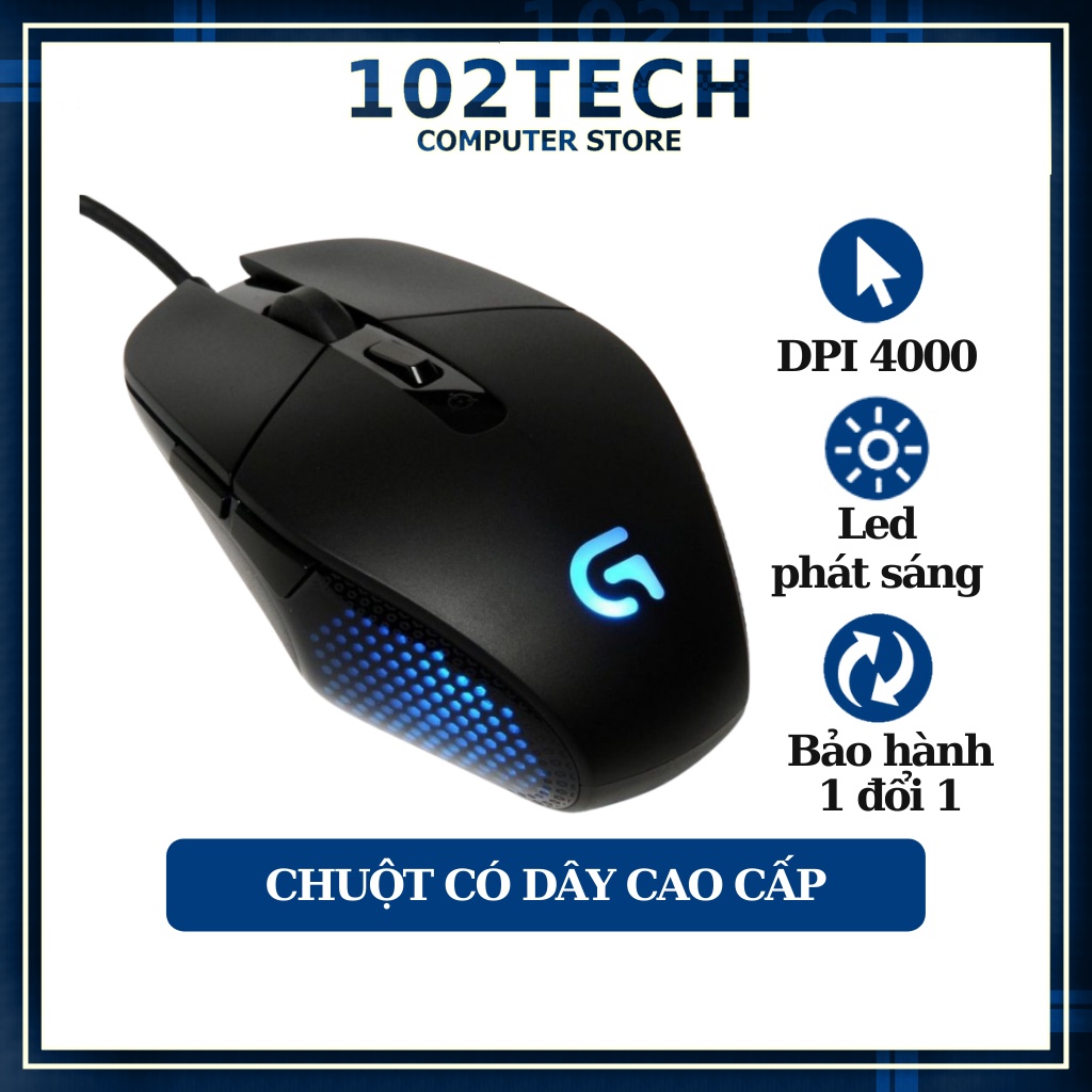 Chuột máy tính Logitech G302 có dây, 3200 DPI tùy chỉnh, ngoại hình lạ mắt, led phát sáng cực đẹp, chuyên gaming