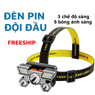 Đèn Pin Siêu Sáng, Đèn Pin Đội Đầu 5 Bóng Siêu Sáng Chống Nước Đeo Đầu Tiện Lợi SIXTEEN