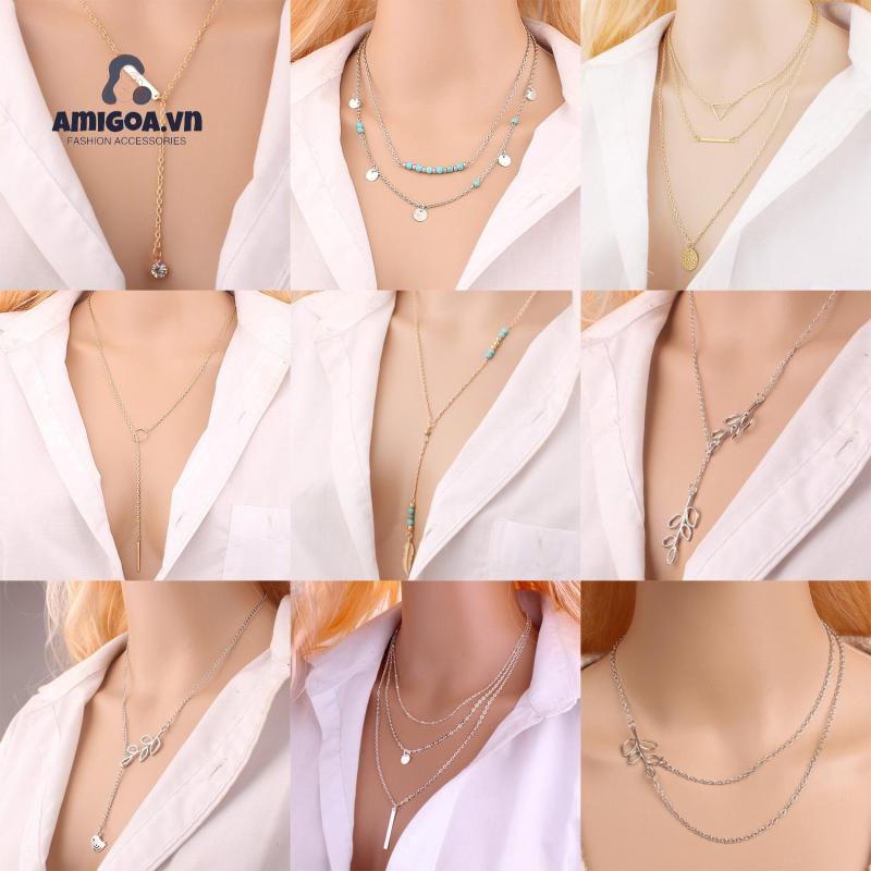 Vòng cổ Nhiều Lớp Hình Lá Và Chim