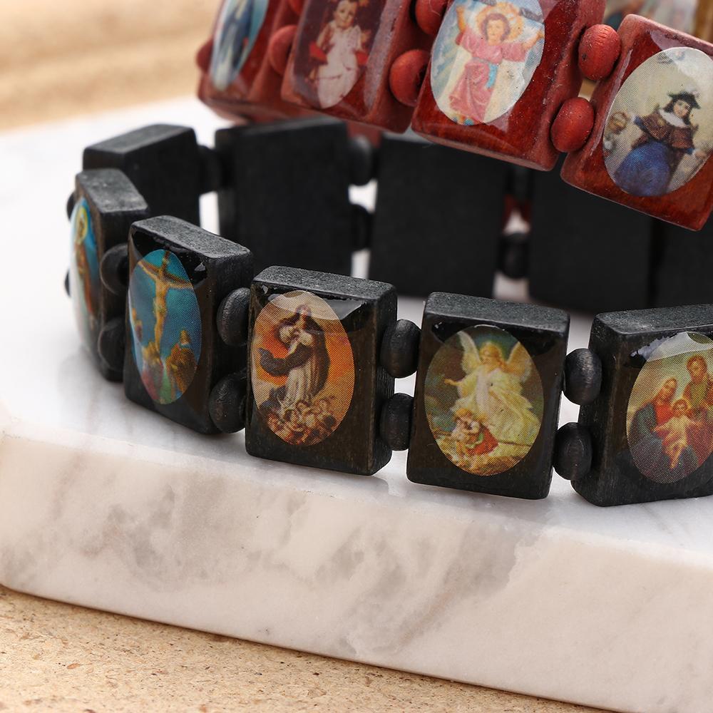 YVE Vòng Đeo Tay Màu Đen Bằng Gỗ Khắc Chữ Jesus Dành Cho Nam Và Nữ