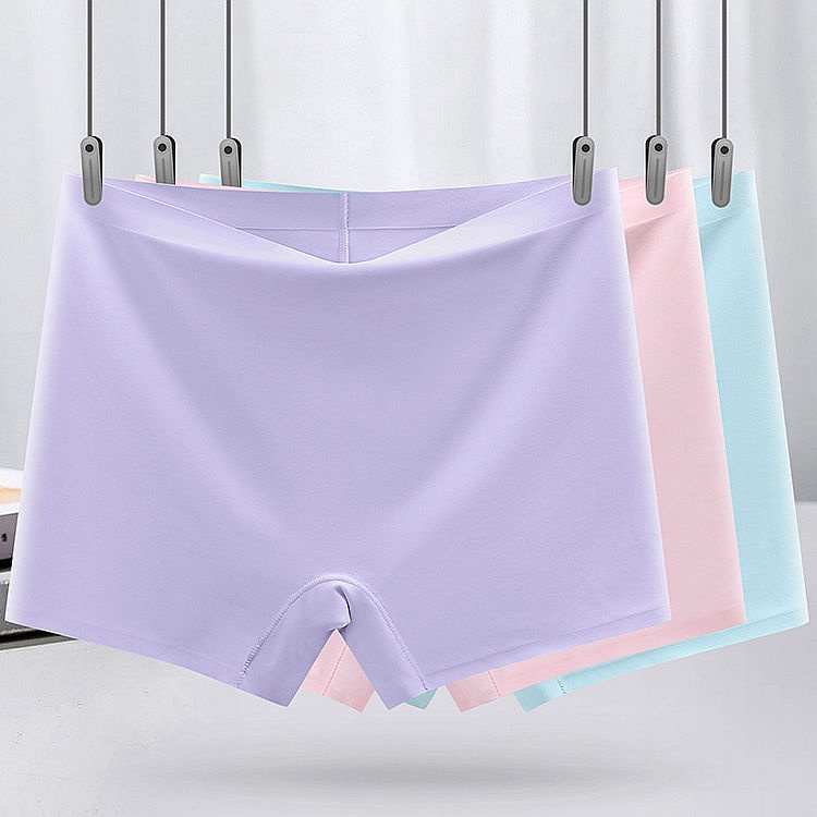 Quần Lót Boxer Cotton Lụa Lạnh Không Đường May Kháng Khuẩn Dành Cho Nữ