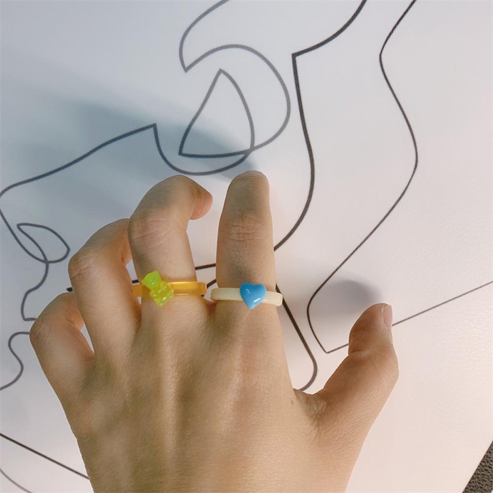 Nhẫn Nhựa Trong Suốt Hình Gấu Hoạt Hình VANES1 Phong Cách Hàn Quốc Ngọt Ngào Cho Nữ