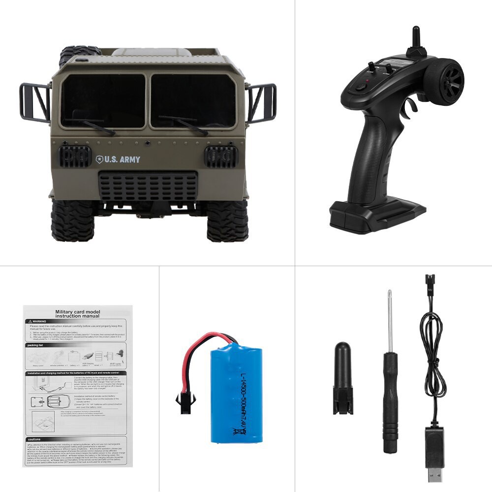 Xe tải quân sự Rc Fayee FY004 US Military Truck 1/16 dẫn động 3 cầu 6WD 6x6  có vi sai, điều tốc, servo