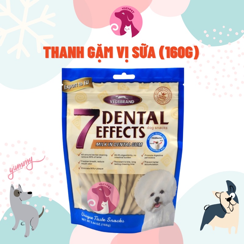 [160g] Thức Ăn Cho Chó - Xương gặm/ Thanh nhai cho chó 7 Dental Effects (Full vị) (Bò, Bơ, Sữa, Cá hồi &amp; Rau)