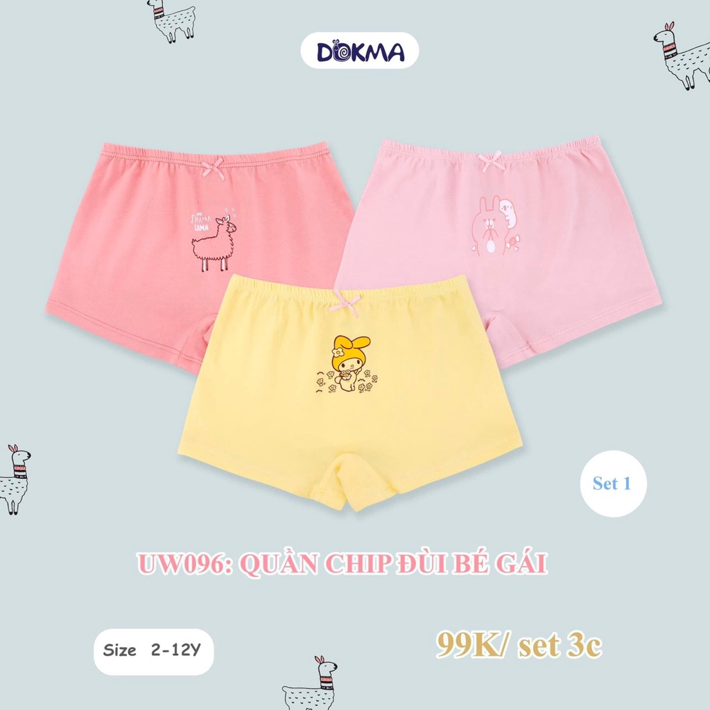 Set 3 quần chip bé gái DOKMA - Chip đùi bé gái made in Viet Nam