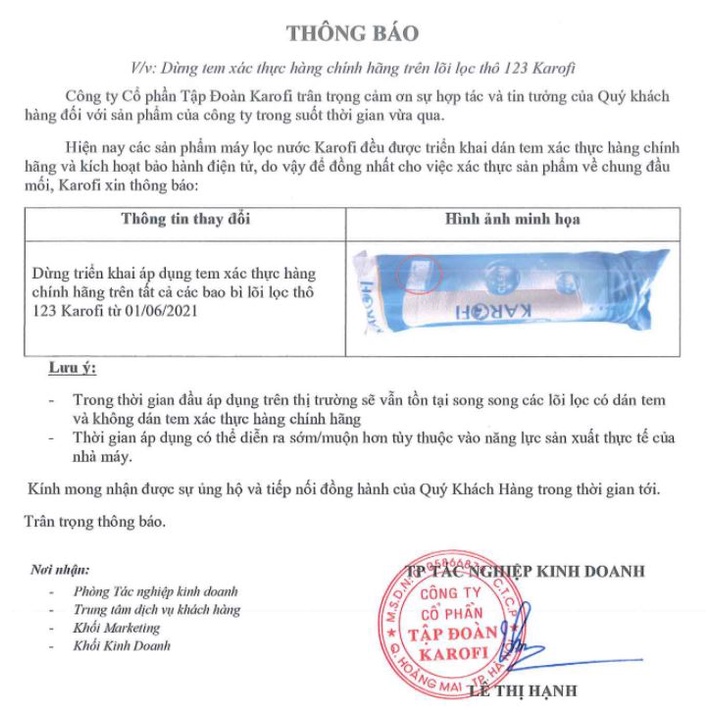 Lõi lọc nước Karofi