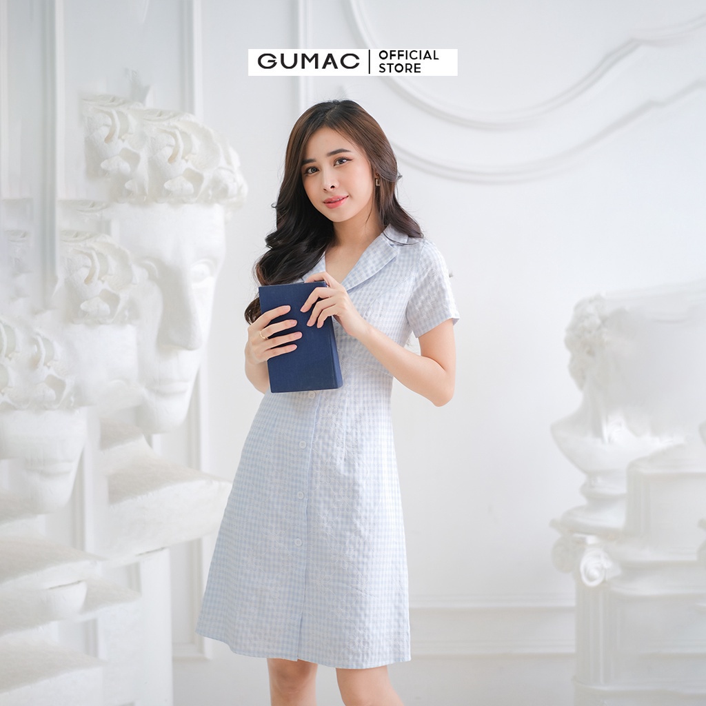 Đầm sơ mi rã ngực thời trang GUMAC DC03028