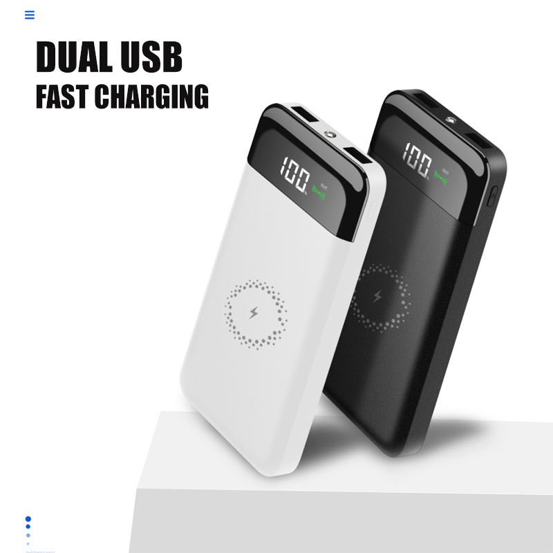 Sạc Dự Phòng KRECOO Dung Lượng 60000mah Hỗ Trợ Sạc Nhanh Không Dây Tích Hợp Đèn LED 2 Cổng Cắm USB Màn Hình Kỹ Thuật Số