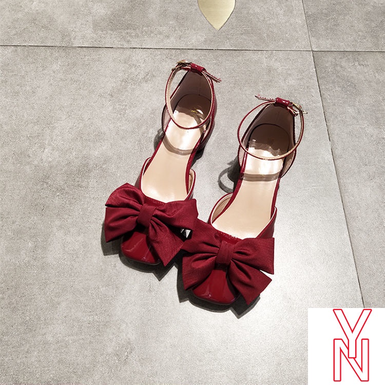 Giày Búp Bê Mũi Vuông Đế Dày Đính Nơ Thời Trang Mùa Hè Cho Nữ